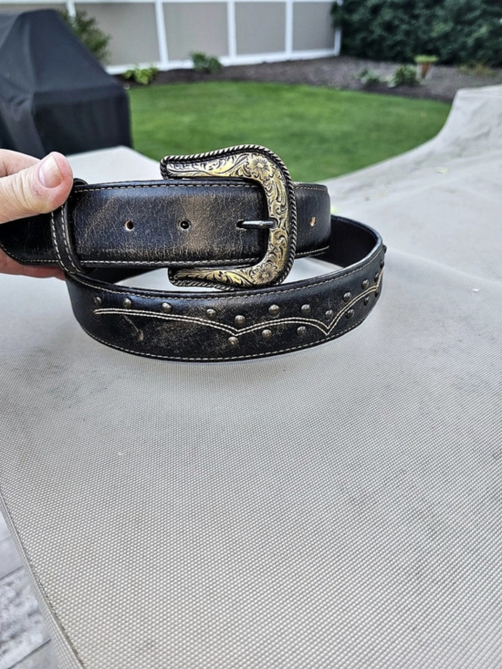 Expresso Brown Western Belt with Gold-Tone Buckle XXL36